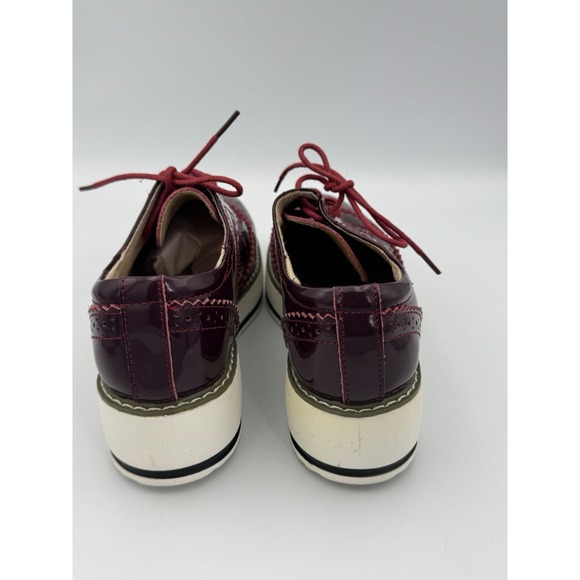 Burgundy Patent Platform Brogue EU 39 (7.5-8) Lace Up Oxford Whimsigoth Y2K - Picture 5 of 11